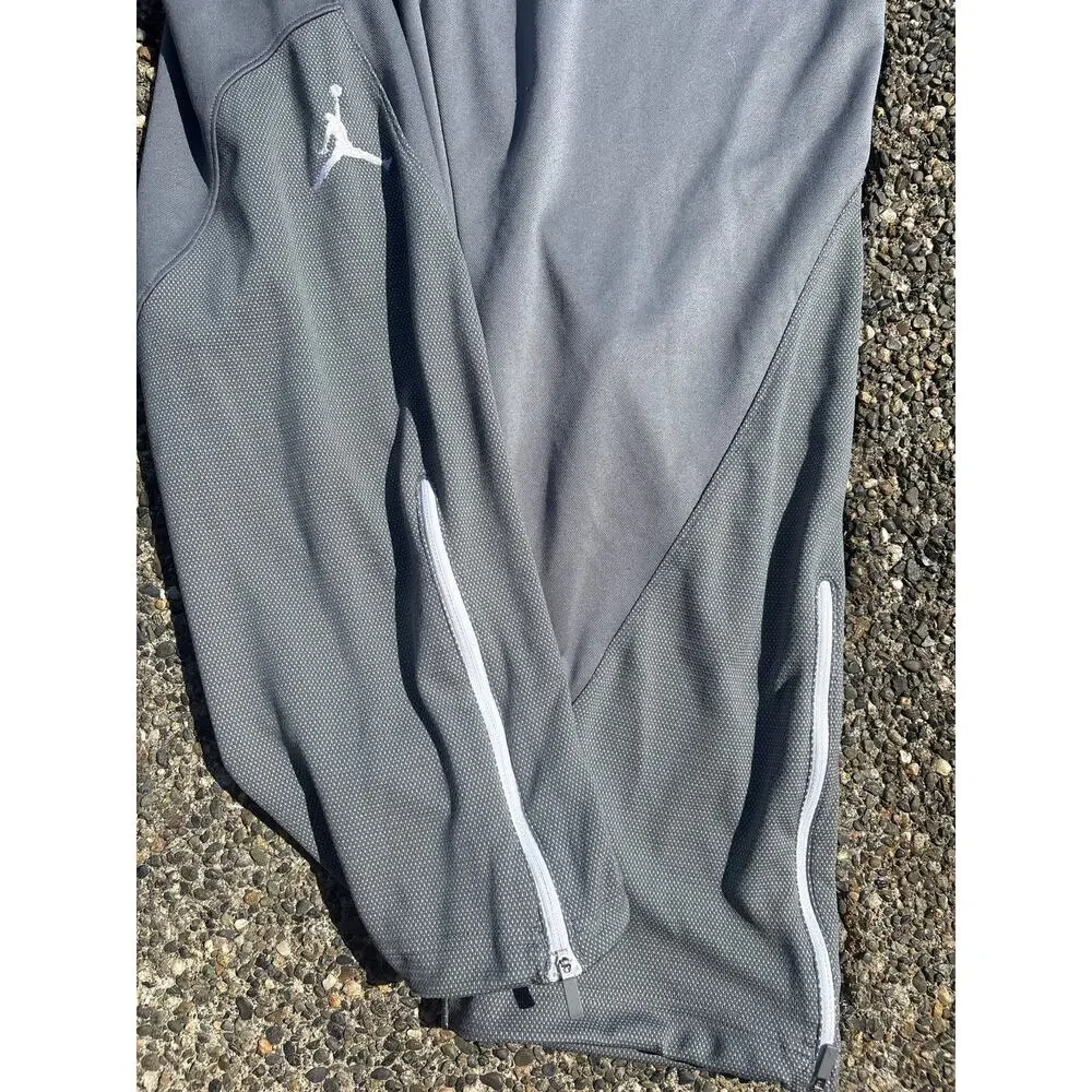 Vtg Y2K Nike Air Jordan Dri-Fit athletic pant zipper ankle 2XL grey white stripe